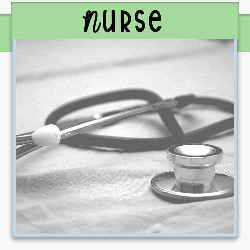 stethoscope on bedding with text overlay nurse