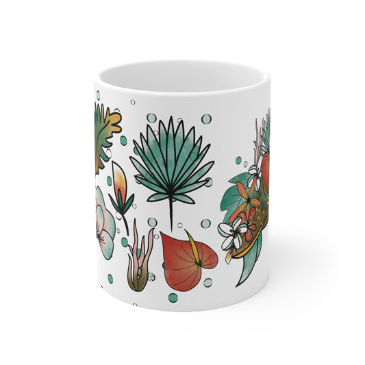 Floral Turtle Mug Ceramic Mug 11oz