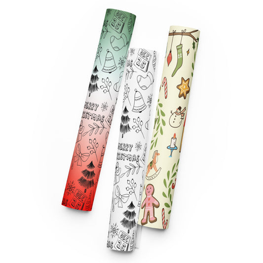 Holiday Doodle Wrappping Paper [Bundle of 3]