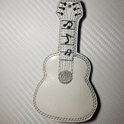 Guitar embroidery pick holder- key chain for musicians