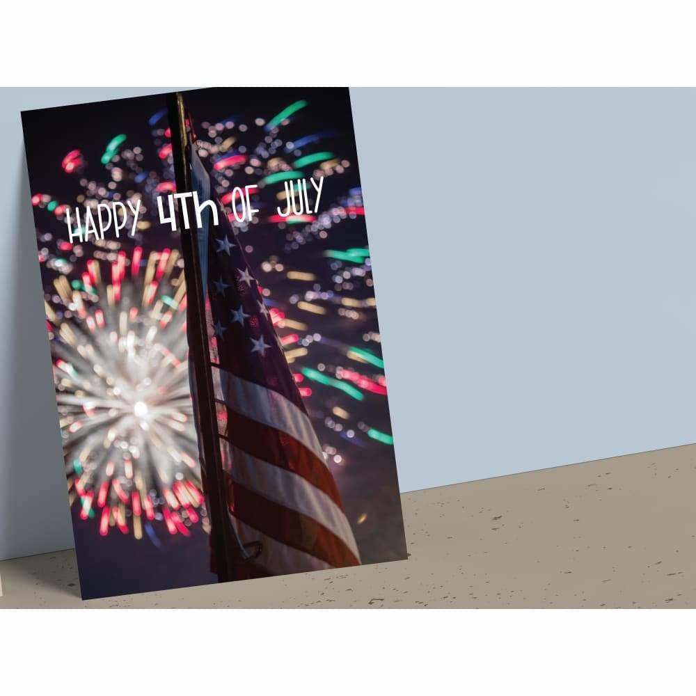 4x6 Postcard (set1) - Happy 4th flag & fireworks - Cards