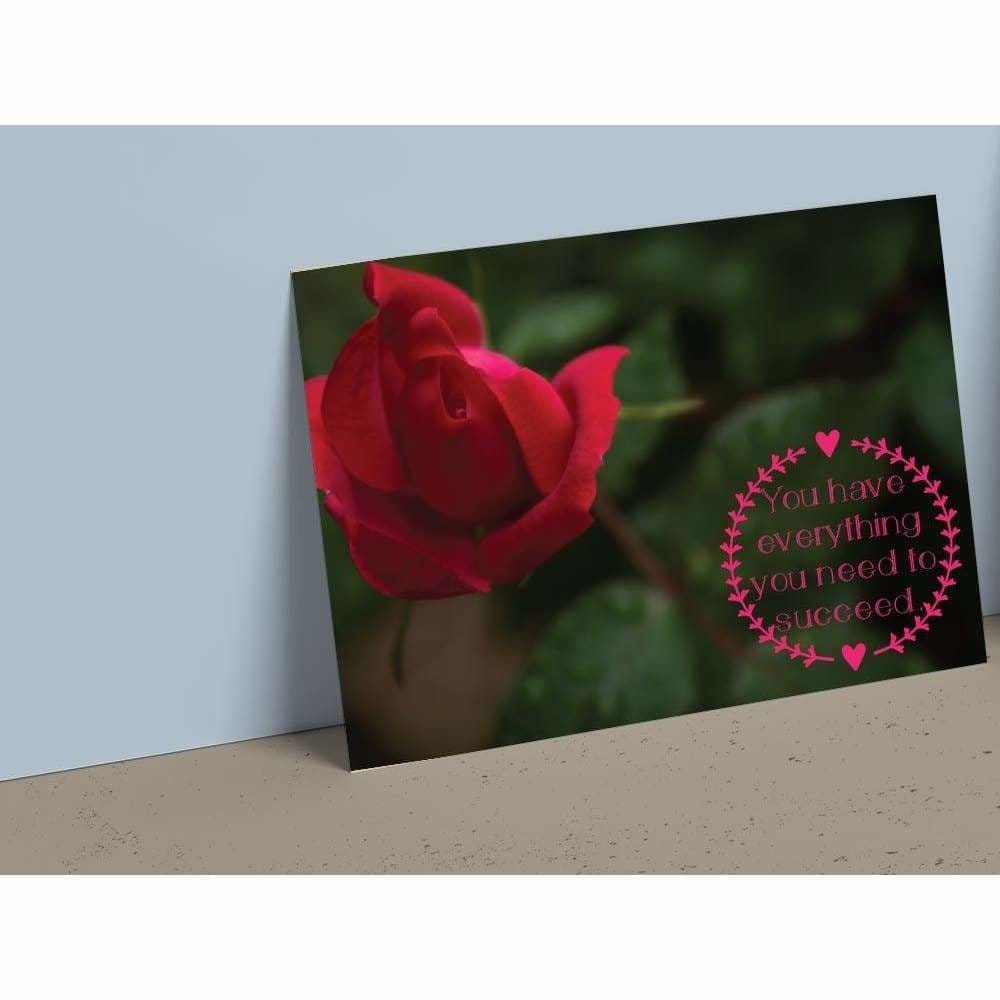 4x6 Postcard (set1) - Succeed, Red Rose - Cards