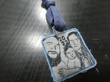 Custom Family / Pet Embroidery Ornament or keychain