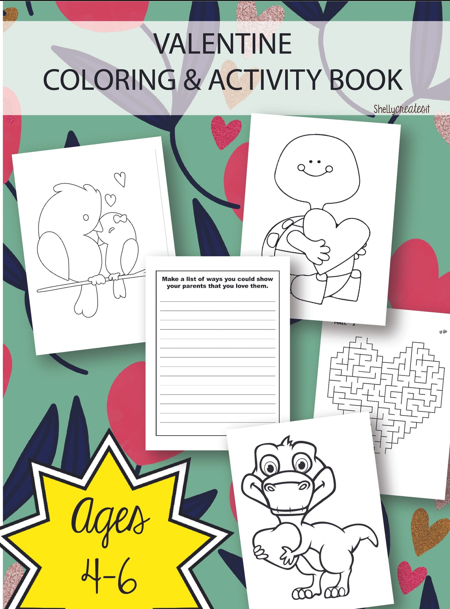 Kids Valentine Coloring & Activity Book