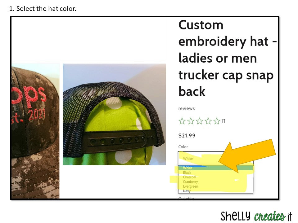 Custom embroidery hat - ladies or men trucker cap snap back