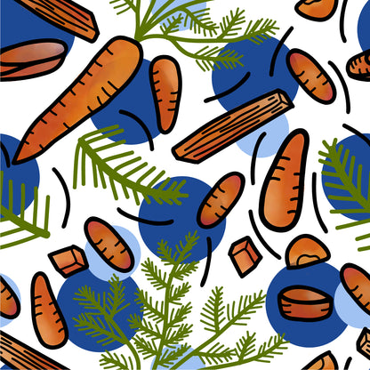 Carrot Clipart - SVG, JPG, PNG - Hand Drawn watercolor and repeating pattern