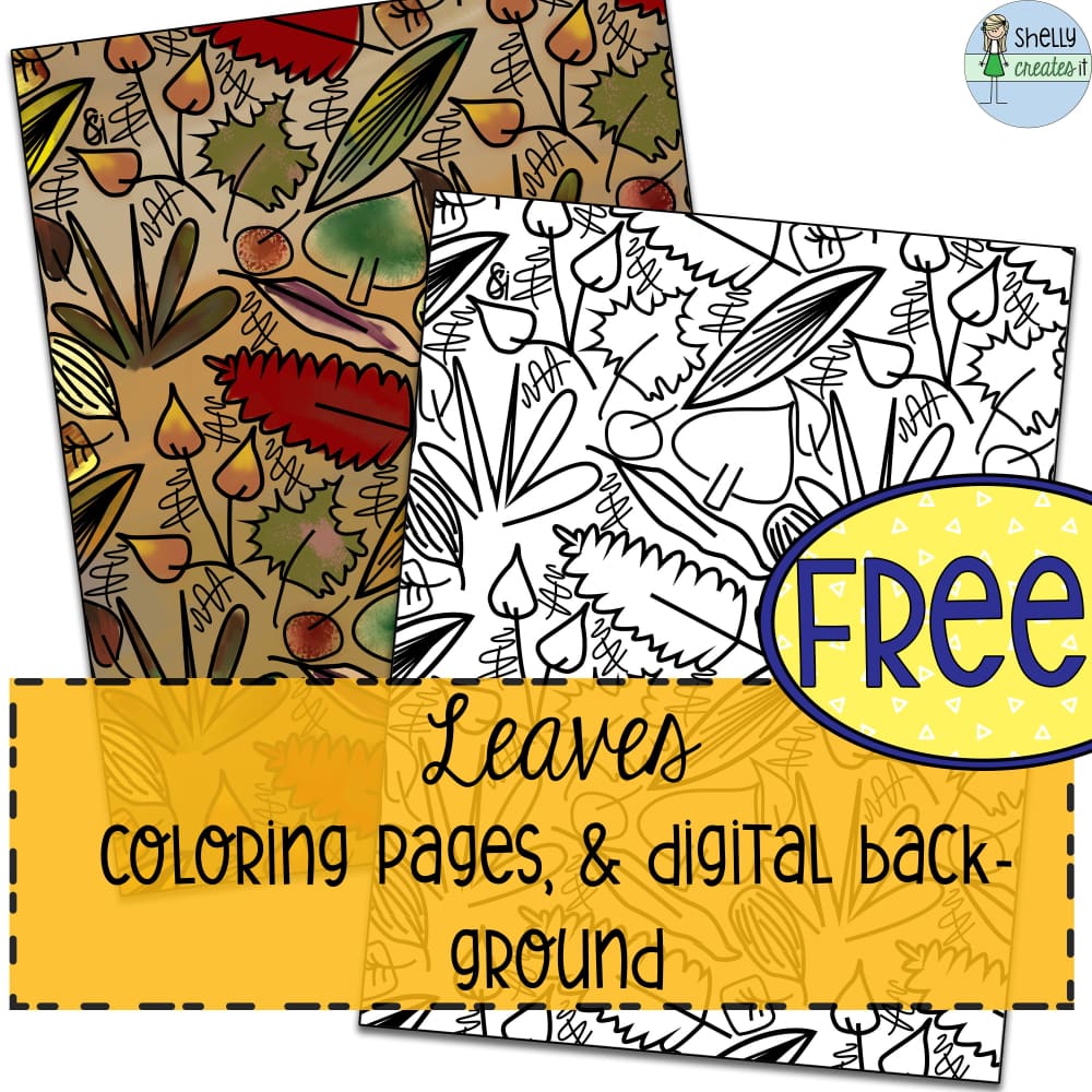 FREEBIE Leaves background & coloring page - Digital Download