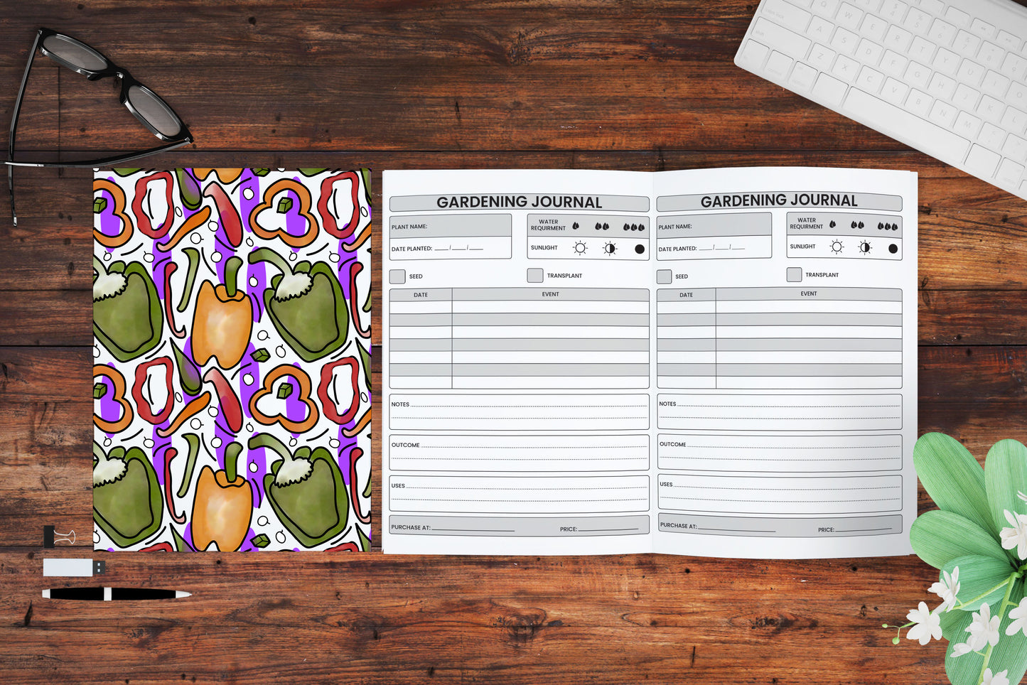 Gardening journal planner and log notebook 2023 for vegetables, fruits, and herbs