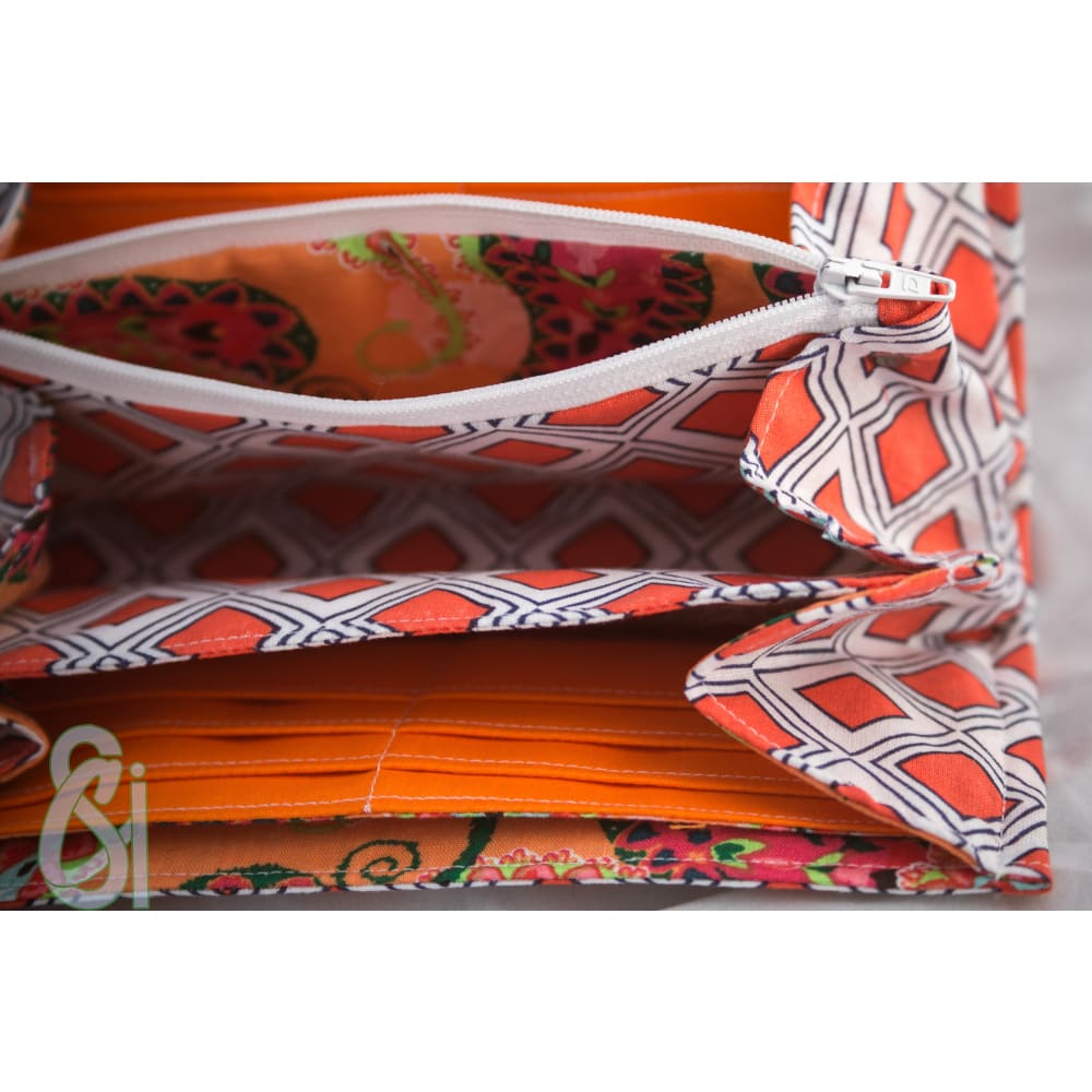 Orange Floral Necessary Clutch Wallet - Wallet