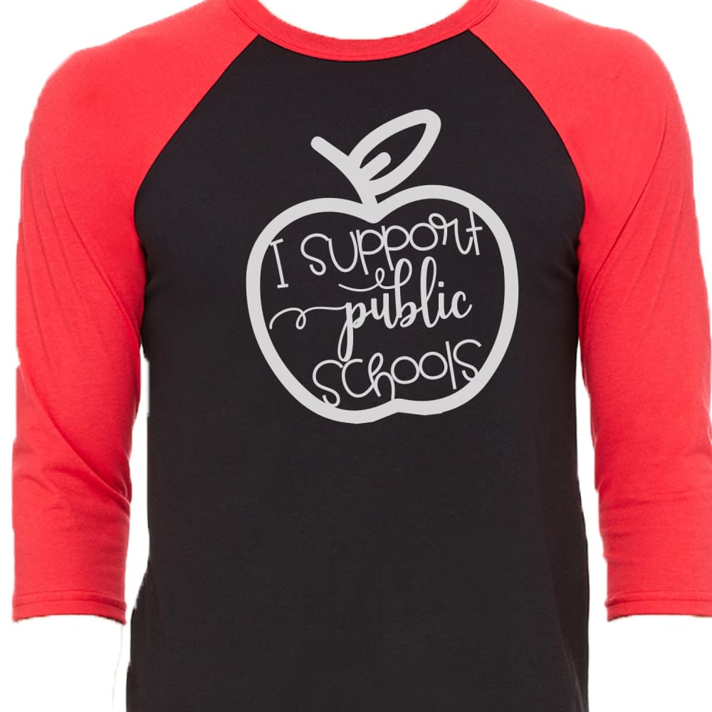 Red for Ed Apple - XS / Apple Outline / Raglan Black and red