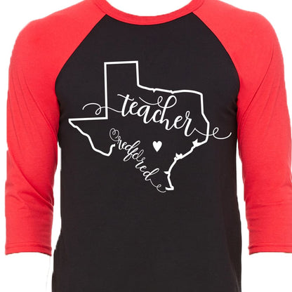 Texas Teacher Red for Ed - XS / Raglan Black and red / 