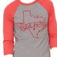 Texas Teacher Red for Ed - XS / Raglan Heather gray and red 
