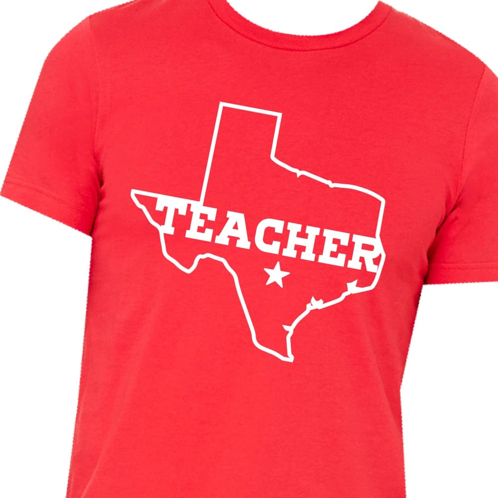 Texas Teacher Red for Ed - XS / Red tee / Bold Tx Teacher w/