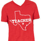Texas Teacher Red for Ed - XS / Red V-neck / Bold Tx Teacher