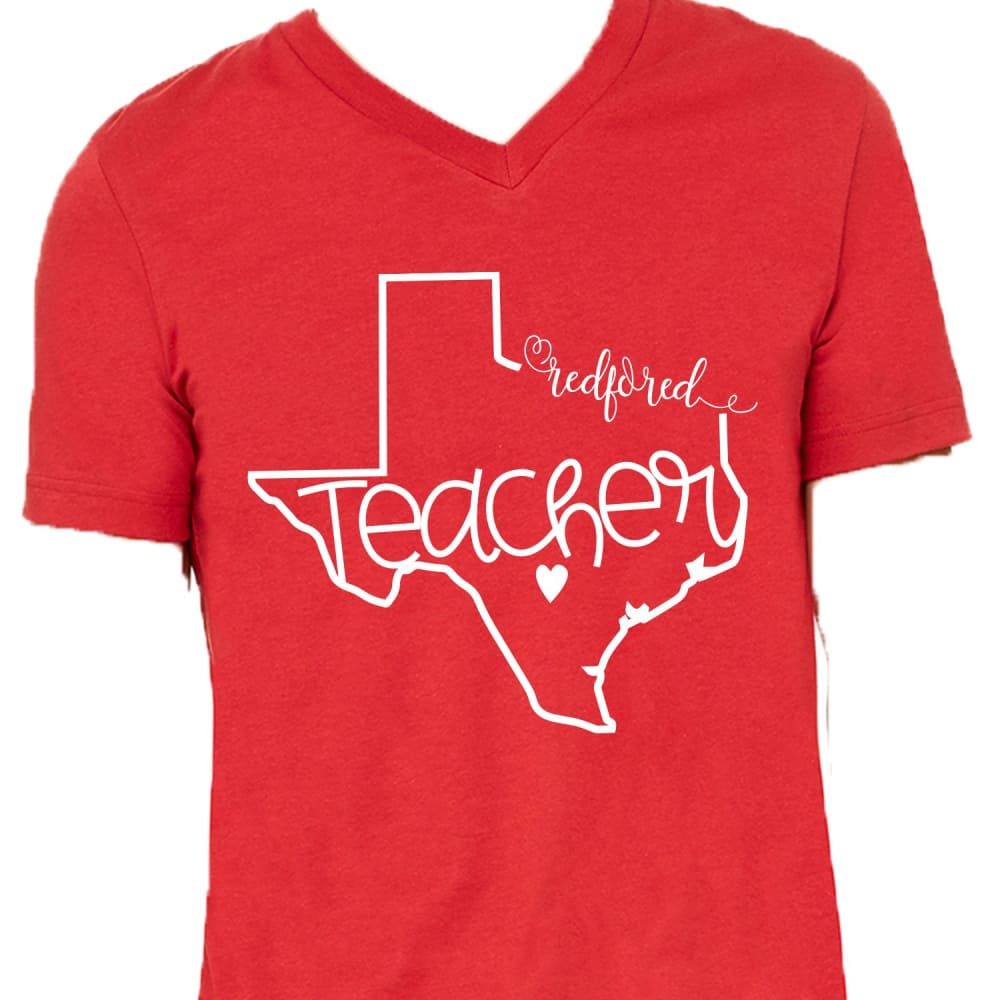 Texas Teacher Red for Ed - XS / Red V-neck / Cute Tx Teacher